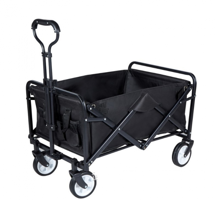 black outdoor garden iron steel cart custom utility foldable table folding trolley beach wagon