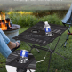 pop oxford fabric cloth aluminum portable leisure outdoor foldable picnic camping one folding table with bottle holders