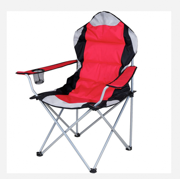 OEM steel popular red winter executive foam foldable portable folding fully padded seat camping chair with cup holder