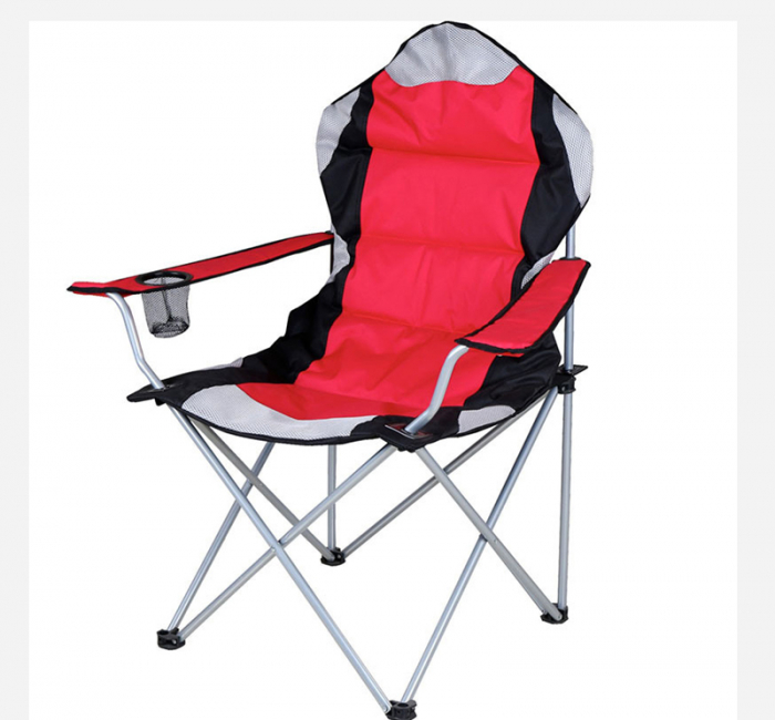 OEM steel popular red winter executive foam foldable portable folding fully padded seat camping chair with cup holder