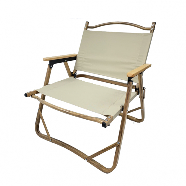 beige lightwweight kermit portable beech armrest outdoor wood grain aluminum folding camping chair