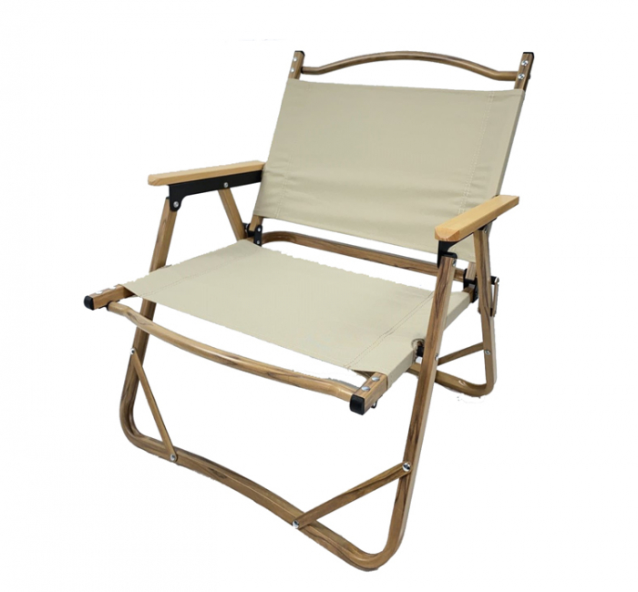 beige lightwweight kermit portable beech armrest outdoor wood grain aluminum folding camping chair