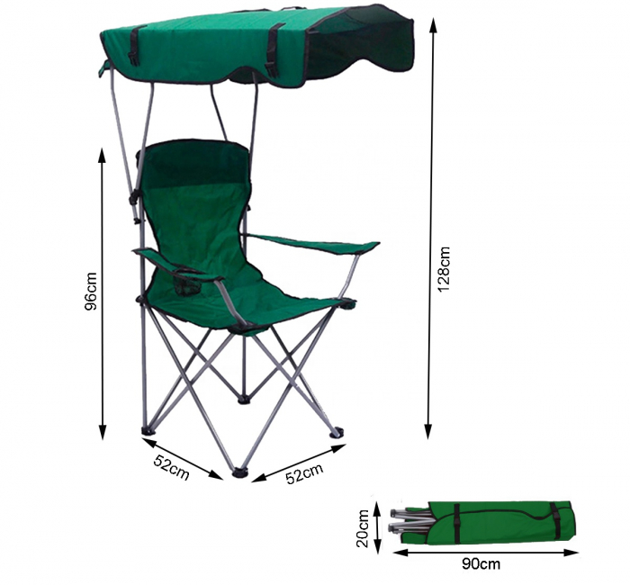 china cheap portable outdoors foldable hike shade camping folding canopy beach chair with cup holders