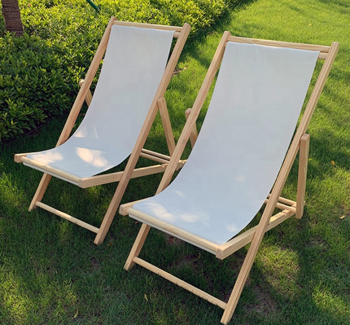 custom reclining 4 position flat pack balcony leisure outdoor lounge foldable wood beach chair with pillow