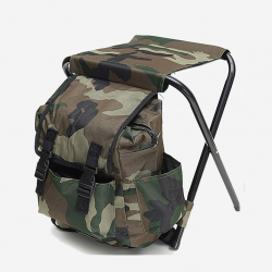 camouflage backpack metal steel folding stool portable leisure camping chairs with storage pouch