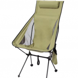 green ultralight low profile neck support outdoor folding camp chair with adjustable neck pillow carry bag