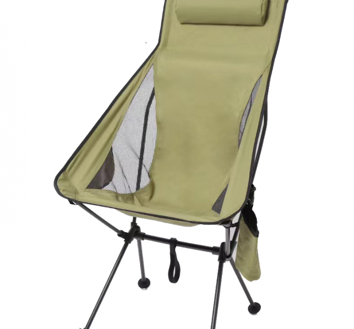 green ultralight low profile neck support outdoor folding camp chair with adjustable neck pillow carry bag
