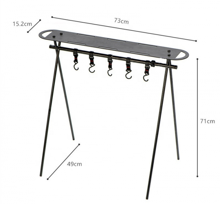 customized lightweight kitchen cooking utensil travel organizer hanging rack table camping stand with movable hooks