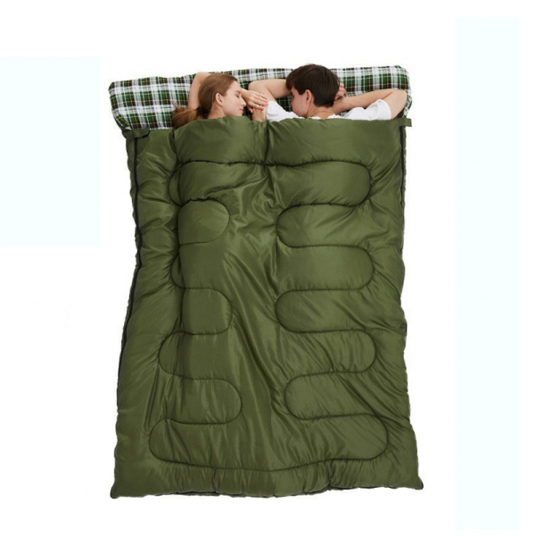 hot sale outdoor camping envelope cotton portable adult 2 person flannel sleeping bag for 2 people