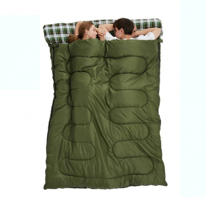 hot sale outdoor camping envelope cotton portable adult 2 person flannel sleeping bag for 2 people