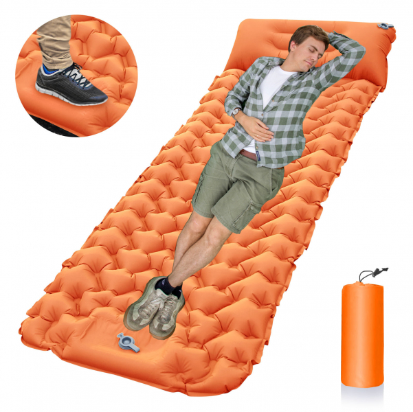 nylon 40d tpu thick foot press tent air folding waterproof ultralight inflatable sleeping mats with pillow