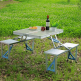 OEM logo folding beach foldable snack aluminum outdoor garden furniture picnic set camping portable table and 4 chair seats
