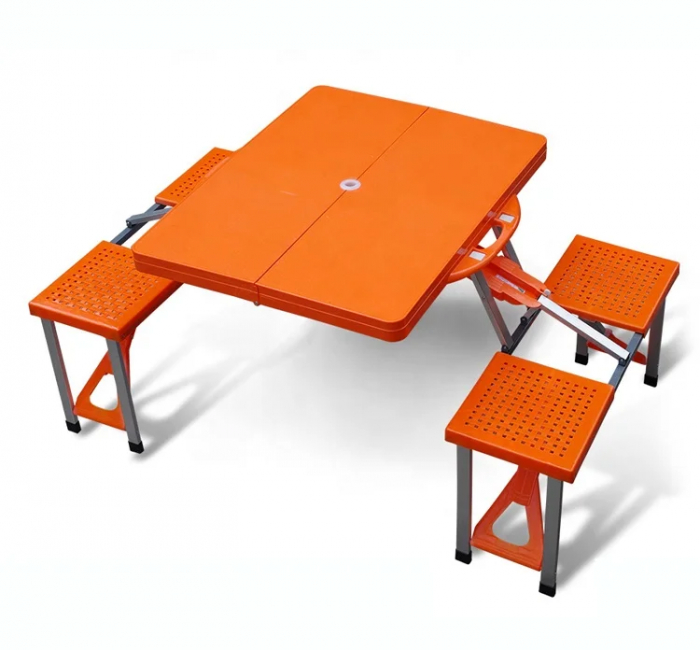 portable suitcase folding picnic table with 4 seats